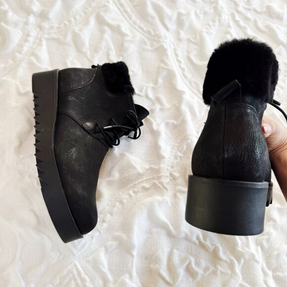Eileen Fisher Kenille Genuine Shearling Trim Wedge Bootie Size 11 New - Picture 7 of 8